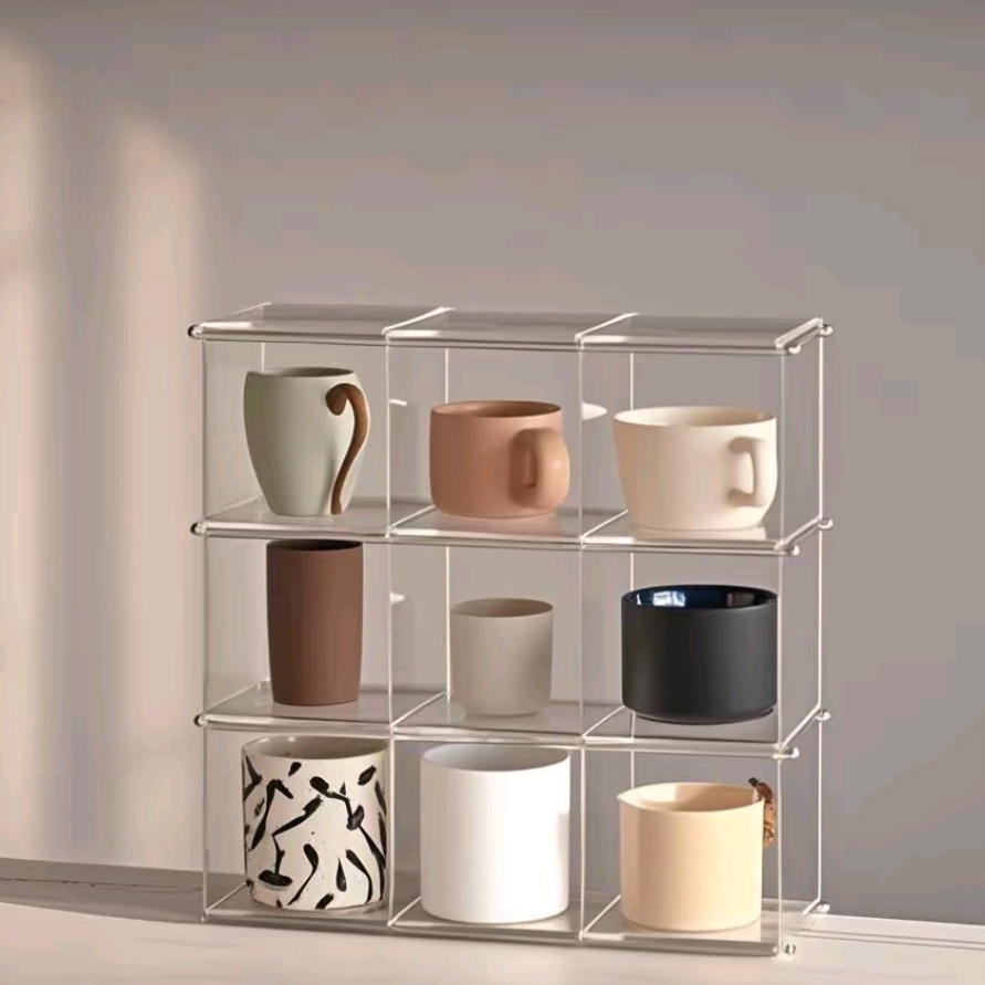 Coffee Tea Station - Acrylic Display Shelf Cups Storage Rack