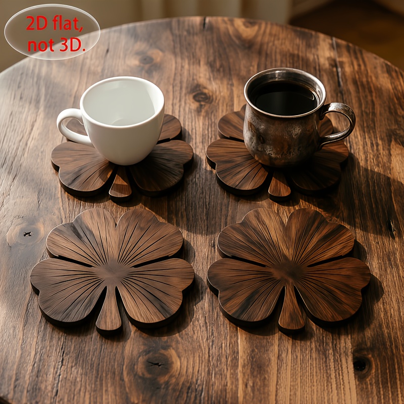 4Pcs 2D Flat Clover Wooden Coa - đánh giá và giá Coffee Tea Mix