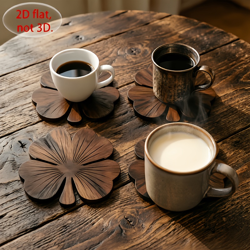 4Pcs 2D Flat Clover Wooden Coa - đánh giá và giá Coffee Tea Mix